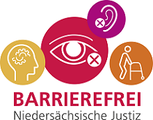 Logo Barrierefrei - Niedersächsische Justiz (zur Barrierefreiheit im Niedersächsischen Justizministerium)