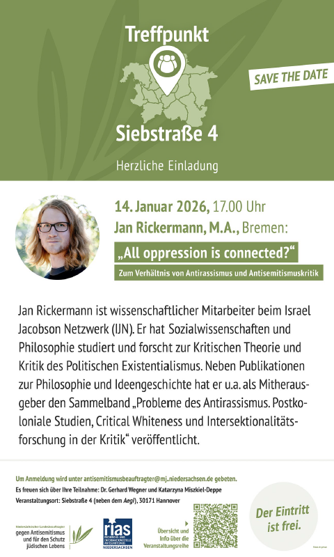 Jan Rieckermann, wissenschaftlicher Mitarbeiter beim Israel Jacobson Netzwerk: „All oppression ist connected?"